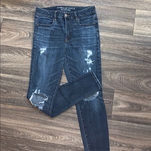 AE destructed dark wash denim jeans